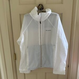 COLUMBIA HOODED SWITCHBACK FRONT ZIP JACKET WITH VELCRO SLEEVE CLOSURES-XL/EUC